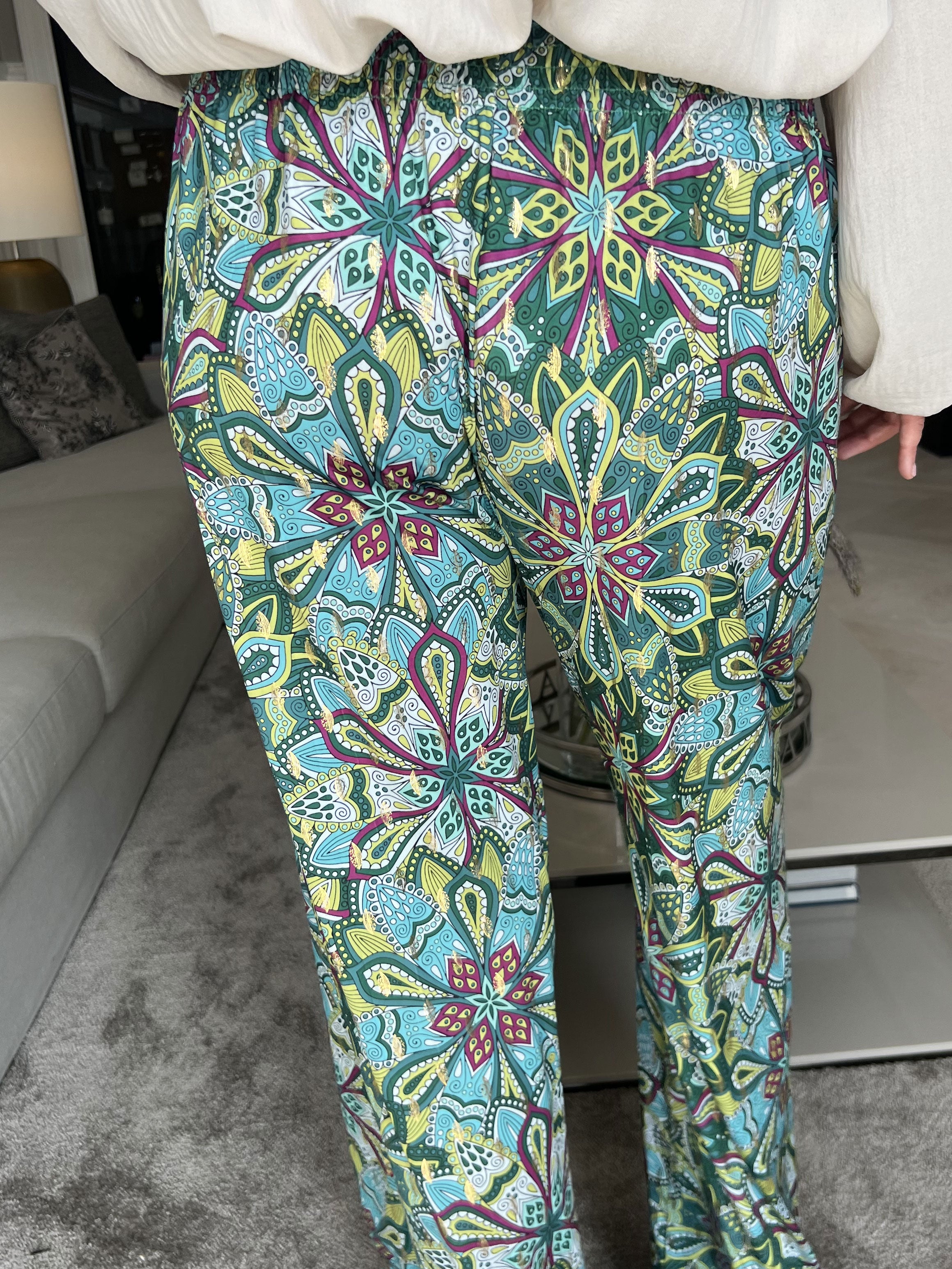 Pams Pants Multi - Løse mønstret bukser i elastisk stof